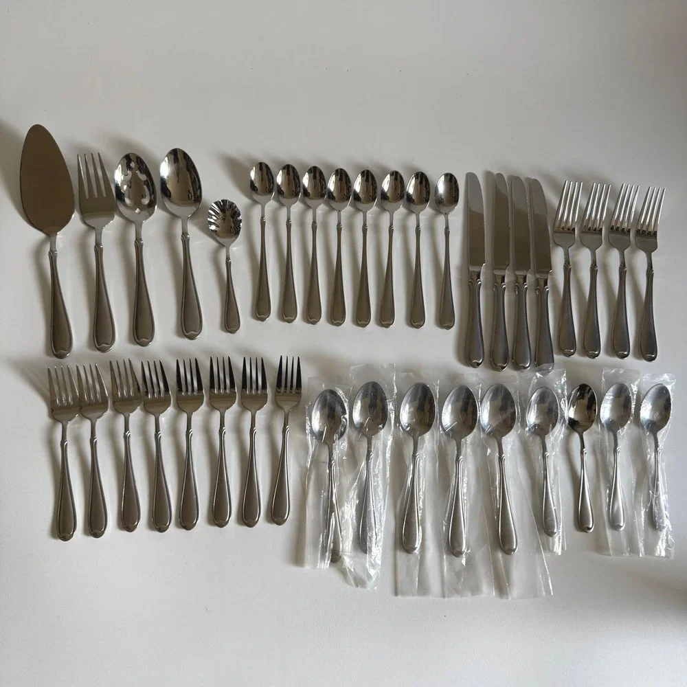 Wallace Summerset Frost Stainless Steel Flatware Classic Double Line Border